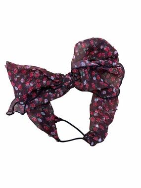 NWOT Burgundy Floral Bow Headband Hair Tie